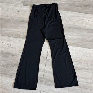 Women maternity Black Pull-On Wide-Leg Pants